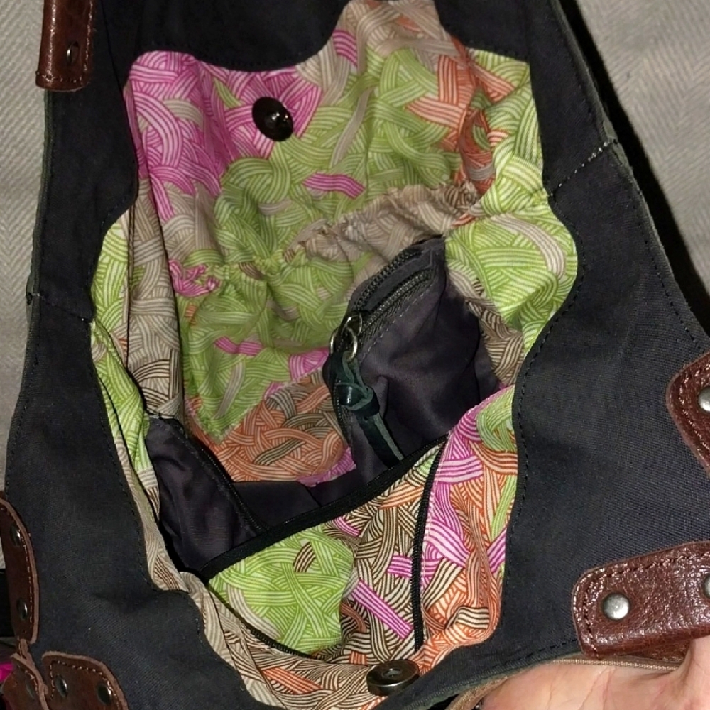 Black and Brown Leather Hobo Bag - Picture 6 of 8
